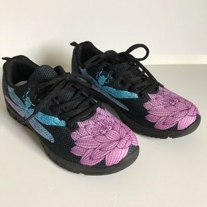 Lotus flower and dragonfly running shoes size 10
